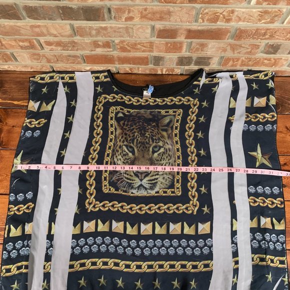 Women's CLEO Apparel 2X Graphic Sheer Lined Tiger Print Boxy & Flowy Top EUC - Picture 10 of 10